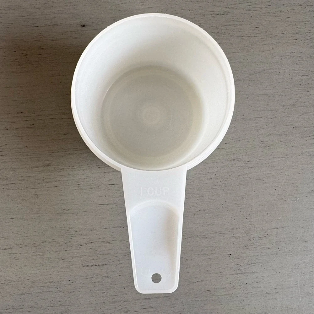 VTG Tupperware White Clear Measuring Cups Nesting 1 cup, 3/4 cup, 2/3 cup USA